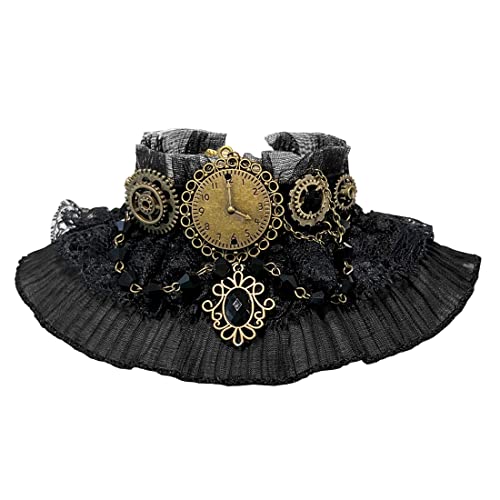 Aabellay Gothic Spitze Choker Halskette Damen Schwarz Spitze Kette Gotisch Kostüm Accessoires Retro Victorian Schmuck Collier Vintage Choker Lolita Kostüm Zubehör Halloween Spitze Halskette Set - Y614 von Aabellay