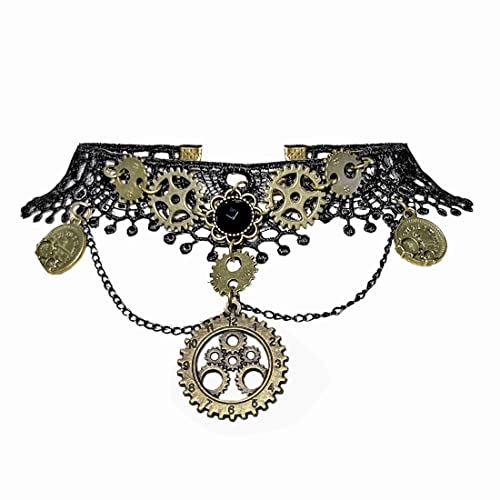 Aabellay Gothic Spitze Choker Halskette Damen Schwarz Spitze Kette Gotisch Kostüm Accessoires Retro Victorian Schmuck Collier Vintage Choker Lolita Kostüm Zubehör Halloween Spitze Halskette Set - Y535 von Aabellay