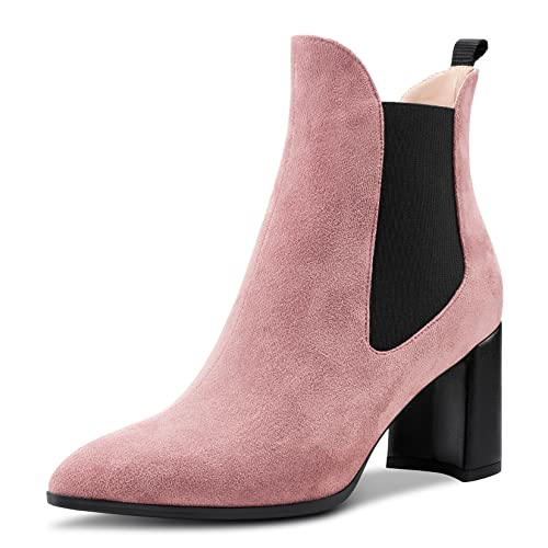 Aachcol Damen Chelsea Stiefeletten Geschlossene Spitze Zehenkappe Slip-on Chunky Blockabsatz Hoher High Absatz Heel Wildleder Rosa B 7.5 CM 42 EU Aachcol Damen Chelsea Stiefeletten Geschlossene Spitze Zehenkappe Slip-on Chunky Blockabsatz Hoher High Absatz Heel Wildleder Rosa B 7.5 CM 42 EU von Aachcol