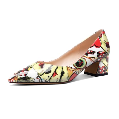 Aachcol Damen Chunky Blockabsatz Mittlerem Absatz Heel Spitze Zehenkappe Pumps Slip-on Abschlussball Party Dress Klassisch Sommer 5 cm Heels Poker-Muster 37 EU Aachcol Damen Chunky Blockabsatz Mittlerem Absatz Heel Spitze Zehenkappe Pumps Slip-on Abschlussball Party Dress Klassisch Sommer 5 cm Heels Poker-Muster 37 EU von Aachcol