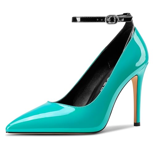 Aachcol Damen Geschlossene Spitze Zehenkappe Stiletto Hoher High Absatz Heel Pumps Knöchelriemen Hochzeit Party Dress Schuhe 10 cm Heels Cyanblau 36 EU Aachcol Damen Geschlossene Spitze Zehenkappe Stiletto Hoher High Absatz Heel Pumps Knöchelriemen Hochzeit Party Dress Schuhe 10 cm Heels Cyanblau 36 EU von Aachcol