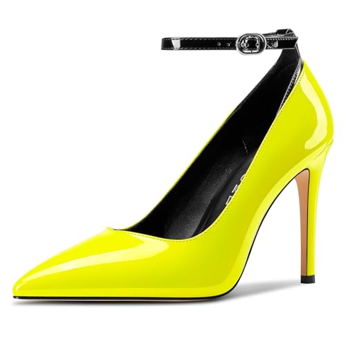 Aachcol Damen Geschlossene Spitze Zehenkappe Stiletto Hoher High Absatz Heel Pumps Knöchelriemen Hochzeit Party Dress Schuhe 10 cm Heels Gelb 36 EU Aachcol Damen Geschlossene Spitze Zehenkappe Stiletto Hoher High Absatz Heel Pumps Knöchelriemen Hochzeit Party Dress Schuhe 10 cm Heels Gelb 36 EU von Aachcol