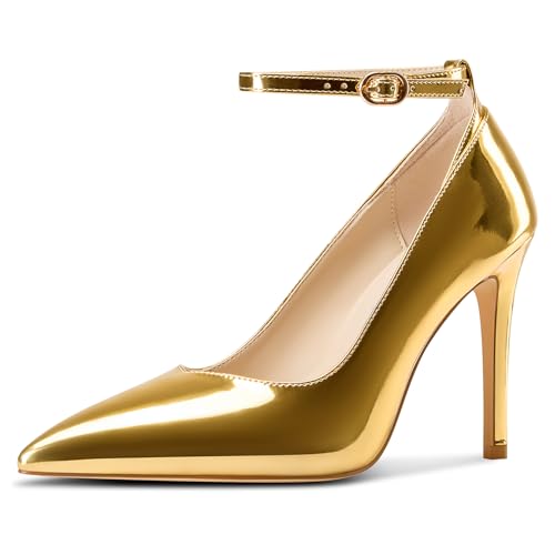 Aachcol Damen Geschlossene Spitze Zehenkappe Stiletto Hoher High Absatz Heel Pumps Knöchelriemen Hochzeit Party Dress Schuhe 10 cm Heels Gold 38 EU Aachcol Damen Geschlossene Spitze Zehenkappe Stiletto Hoher High Absatz Heel Pumps Knöchelriemen Hochzeit Party Dress Schuhe 10 cm Heels Gold 38 EU von Aachcol