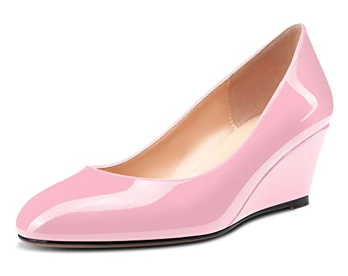 Aachcol Damen Keilabsatz Absatz Pumps Mittlerem Absatz Heel Runde Zehenkappe Slip-on Schuhe Hochzeit Büroschuhe Party 5 cm Rosa Lackleder 42 EU Aachcol Damen Keilabsatz Absatz Pumps Mittlerem Absatz Heel Runde Zehenkappe Slip-on Schuhe Hochzeit Büroschuhe Party 5 cm Rosa Lackleder 42 EU von Aachcol