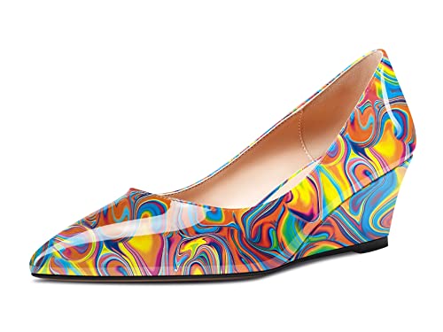 Aachcol Damen Keilabsatz Mittlerem Absatz Heels Spitze Zehenkappe Pumps Slip-on Schuhe Hochzeit Party 5 cm Mehrfarbig j1 Lackleder 39 EU Aachcol Damen Keilabsatz Mittlerem Absatz Heels Spitze Zehenkappe Pumps Slip-on Schuhe Hochzeit Party 5 cm Mehrfarbig j1 Lackleder 39 EU von Aachcol