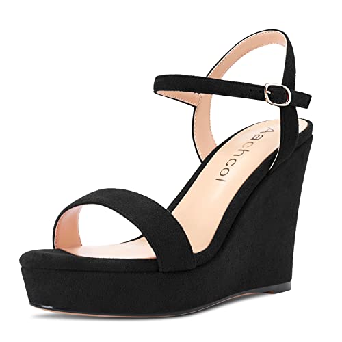 Aachcol Damen Keilabsatz Plateau Plattform Sandalen Peep Open Zehenkappe Knöchelriemen Slingback Chunky Blockabsatz Hoher High Absatz Heel Dress Schuhe Pumps Wildleder Schwarz 10 CM 43 EU Aachcol Damen Keilabsatz Plateau Plattform Sandalen Peep Open Zehenkappe Knöchelriemen Slingback Chunky Blockabsatz Hoher High Absatz Heel Dress Schuhe Pumps Wildleder Schwarz 10 CM 43 EU von Aachcol