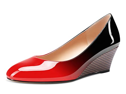 Aachcol Damen Keilabsatz Pumps Mittlerem Absatz Heel Geschlossene Runde Zehenkappe Slip-on Hochzeit Büroschuhe Dress Schuhe 5 cm Rot Schwarz Lackleder 37 EU Aachcol Damen Keilabsatz Pumps Mittlerem Absatz Heel Geschlossene Runde Zehenkappe Slip-on Hochzeit Büroschuhe Dress Schuhe 5 cm Rot Schwarz Lackleder 37 EU von Aachcol