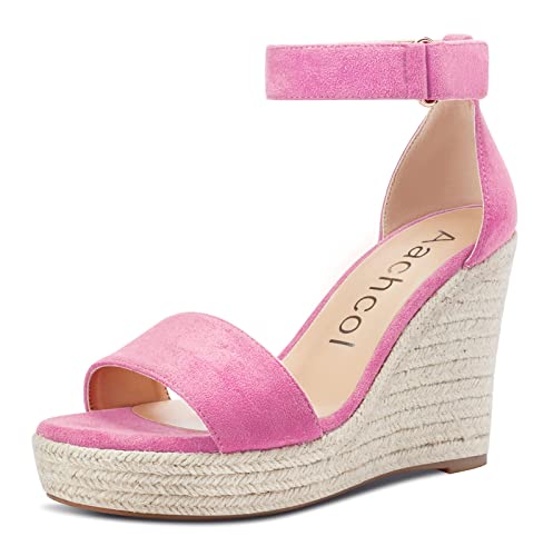 Aachcol Damen Keilabsatz Sandalen Knöchelriemen Open Zehenkappe Hoher High Absatz Heel Klassisch Cute Dress Schuhe 10 CM Rosa Wildleder 45 EU Aachcol Damen Keilabsatz Sandalen Knöchelriemen Open Zehenkappe Hoher High Absatz Heel Klassisch Cute Dress Schuhe 10 CM Rosa Wildleder 45 EU von Aachcol