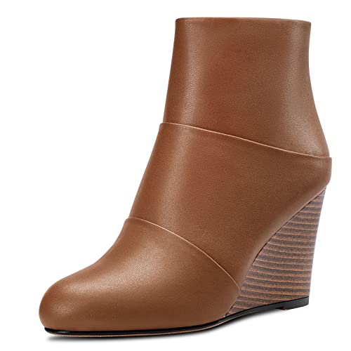 Aachcol Damen Keilabsatz Stiefeletten Runde Geschlossene Zehenkappe Hoher High Chunky Blockabsatz Absatz Heel Matt Reißverschluss Braun 10 CM 45 EU Aachcol Damen Keilabsatz Stiefeletten Runde Geschlossene Zehenkappe Hoher High Chunky Blockabsatz Absatz Heel Matt Reißverschluss Braun 10 CM 45 EU von Aachcol