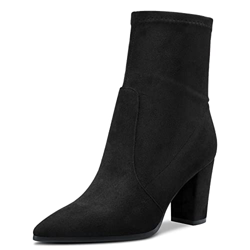 Aachcol Damen Mid Calf Stiefel Spitze Zehenkappe Hoher High Chunky Blockabsatz Absatz Heel Wildleder Reißverschluss Schwarz 8 CM 45 EU Aachcol Damen Mid Calf Stiefel Spitze Zehenkappe Hoher High Chunky Blockabsatz Absatz Heel Wildleder Reißverschluss Schwarz 8 CM 45 EU von Aachcol