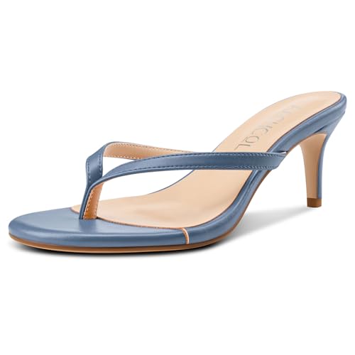 Aachcol Damen Open Zehenkappe Flip Flops Stiletto Absatz Heels Slip-on Kitten Absatz Heel Tanga Sandalen Party Dress Pantoletten 6.5 CM Heels Kobaltblau 38 EU von Aachcol