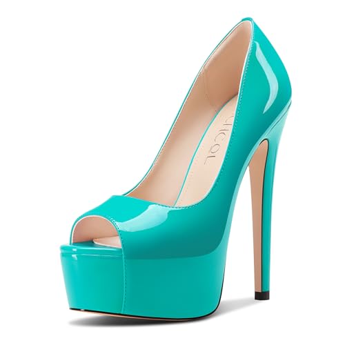 Aachcol Damen Peep Zehenkappe Plateau Plattform Stiletto Hoher High Absatz Heel Pumps Slip-on Party Dress Schuhe 15 cm Heels Cyanblau 36 EU Aachcol Damen Peep Zehenkappe Plateau Plattform Stiletto Hoher High Absatz Heel Pumps Slip-on Party Dress Schuhe 15 cm Heels Cyanblau 36 EU von Aachcol