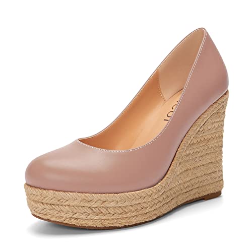 Aachcol Damen Plateau Plattform Keilabsatz Chunky Blockabsatz Hoher High Absatz Heel Pumps Slip-on Runde Geschlossene Zehenkappe Dress Schuhe Party Matt Beige 10 cm 38 EU Aachcol Damen Plateau Plattform Keilabsatz Chunky Blockabsatz Hoher High Absatz Heel Pumps Slip-on Runde Geschlossene Zehenkappe Dress Schuhe Party Matt Beige 10 cm 38 EU von Aachcol