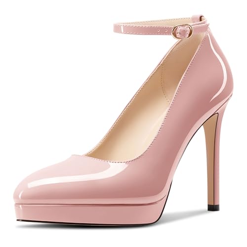 Aachcol Damen Plateau Plattform Stiletto Hoher High Absatz Heel Pumps Spitze Zehenkappe Knöchelriemen Slip-on Hochzeit Dress Schuhe 12 cm Heels Blasses Rosa 36 EU Aachcol Damen Plateau Plattform Stiletto Hoher High Absatz Heel Pumps Spitze Zehenkappe Knöchelriemen Slip-on Hochzeit Dress Schuhe 12 cm Heels Blasses Rosa 36 EU von Aachcol