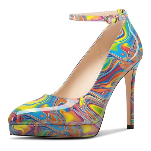 Aachcol Damen Plateau Plattform Stiletto Hoher High Absatz Heel Pumps Spitze Zehenkappe Knöchelriemen Slip-on Hochzeit Dress Schuhe 12 cm Heels Buntes Graffiti 43 EU Aachcol Damen Plateau Plattform Stiletto Hoher High Absatz Heel Pumps Spitze Zehenkappe Knöchelriemen Slip-on Hochzeit Dress Schuhe 12 cm Heels Buntes Graffiti 43 EU von Aachcol