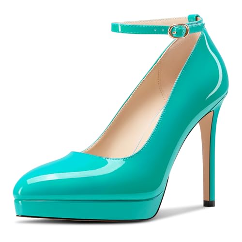 Aachcol Damen Plateau Plattform Stiletto Hoher High Absatz Heel Pumps Spitze Zehenkappe Knöchelriemen Slip-on Hochzeit Dress Schuhe 12 cm Heels Cyanblau 41 EU Aachcol Damen Plateau Plattform Stiletto Hoher High Absatz Heel Pumps Spitze Zehenkappe Knöchelriemen Slip-on Hochzeit Dress Schuhe 12 cm Heels Cyanblau 41 EU von Aachcol