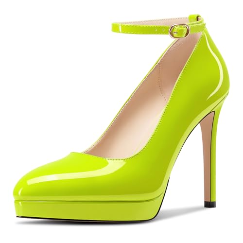 Aachcol Damen Plateau Plattform Stiletto Hoher High Absatz Heel Pumps Spitze Zehenkappe Knöchelriemen Slip-on Hochzeit Dress Schuhe 12 cm Heels Limonengrün 42 EU Aachcol Damen Plateau Plattform Stiletto Hoher High Absatz Heel Pumps Spitze Zehenkappe Knöchelriemen Slip-on Hochzeit Dress Schuhe 12 cm Heels Limonengrün 42 EU von Aachcol