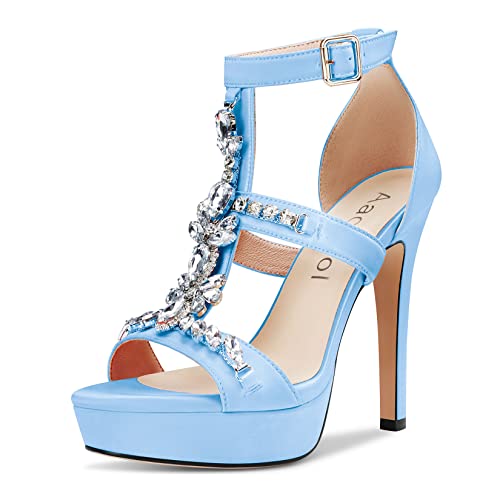 Aachcol Damen Plateau Plattform Stiletto Hoher High Absatz Heel Römische Sandalen Knöchelriemen Slingback Runde Peep Open Zehenkappe Dress Schuhe Büroschuhe Party Hochzeit Satin Himmelblau 12 CM 38 EU Aachcol Damen Plateau Plattform Stiletto Hoher High Absatz Heel Römische Sandalen Knöchelriemen Slingback Runde Peep Open Zehenkappe Dress Schuhe Büroschuhe Party Hochzeit Satin Himmelblau 12 CM 38 EU von Aachcol