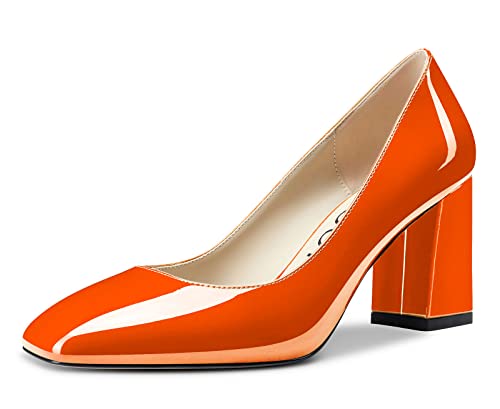 Aachcol Damen Pumps Chunky Blockabsatz Mittlerem Absatz Heel Geschlossene Eckige Zehenkappe Slip-on Dress Schuhe Klassisch Büroschuhe Hochzeit 8 cm Orange Lackleder 43 EU Aachcol Damen Pumps Chunky Blockabsatz Mittlerem Absatz Heel Geschlossene Eckige Zehenkappe Slip-on Dress Schuhe Klassisch Büroschuhe Hochzeit 8 cm Orange Lackleder 43 EU von Aachcol