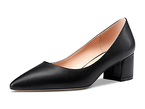 Aachcol Damen Pumps Chunky Blockabsatz Mittlerem Absatz Heel Geschlossene Spitze Zehenkappe Slip-on Schuhe Büroschuhe Klassisch 5 cm Schwarz Matt 35 EU von Aachcol