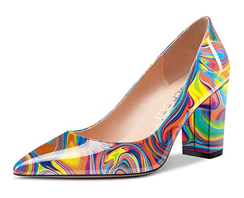 Aachcol Damen Pumps Spitzschuh Slip on Mid Heel Dress Office Chunky Block Heels Schuhe 8 cm Mehrfarbig A Lackleder 37 EU Aachcol Damen Pumps Spitzschuh Slip on Mid Heel Dress Office Chunky Block Heels Schuhe 8 cm Mehrfarbig A Lackleder 37 EU von Aachcol