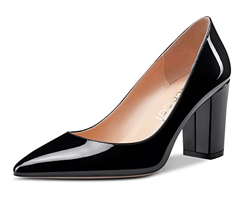 Aachcol Damen Pumps Spitzschuh Slip on Mid Heel Dress Office Chunky Block Heels Schuhe 8 cm Schwarz Lackleder 38 EU Aachcol Damen Pumps Spitzschuh Slip on Mid Heel Dress Office Chunky Block Heels Schuhe 8 cm Schwarz Lackleder 38 EU von Aachcol