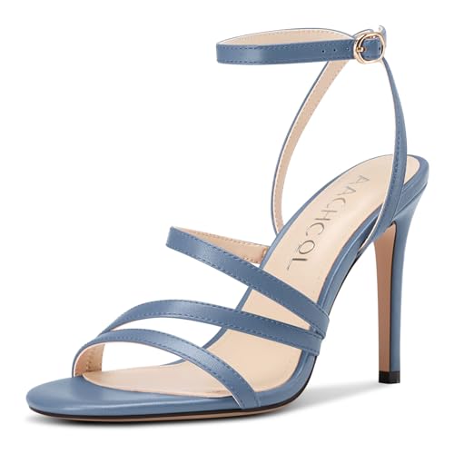 Aachcol Damen Runde Open Zehenkappe Hoher High Absatz Heel Sandalen Knöchelriemen Stiletto Slingback Party Dress Schuhe 10 CM Heels Kobaltblau 37 EU von Aachcol