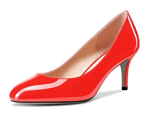Aachcol Damen Runde Zehenkappe Pumps Stiletto Mittlerem Absatz Heel Slip-on Dress Schuhe Büroschuhe Rot Lackleder 6.5 cm 39 EU Aachcol Damen Runde Zehenkappe Pumps Stiletto Mittlerem Absatz Heel Slip-on Dress Schuhe Büroschuhe Rot Lackleder 6.5 cm 39 EU von Aachcol