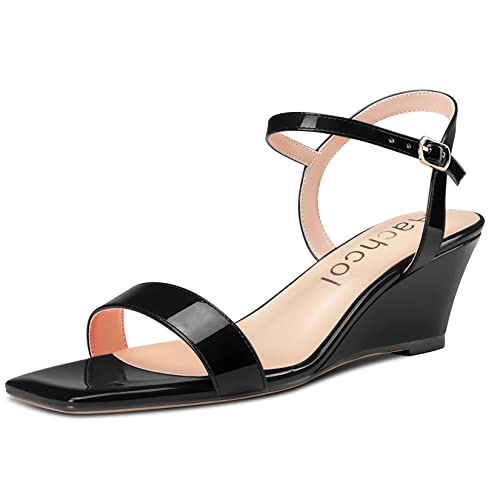 Aachcol Damen Sandalen Eckige Peep Open Zehenkappe Knöchelriemen Slingback Chunky Blockabsatz Keilabsatz Absatz Heel Pumps Büroschuhe Party Hochzeit Lackleder Schwarz 5 CM 45 EU Aachcol Damen Sandalen Eckige Peep Open Zehenkappe Knöchelriemen Slingback Chunky Blockabsatz Keilabsatz Absatz Heel Pumps Büroschuhe Party Hochzeit Lackleder Schwarz 5 CM 45 EU von Aachcol