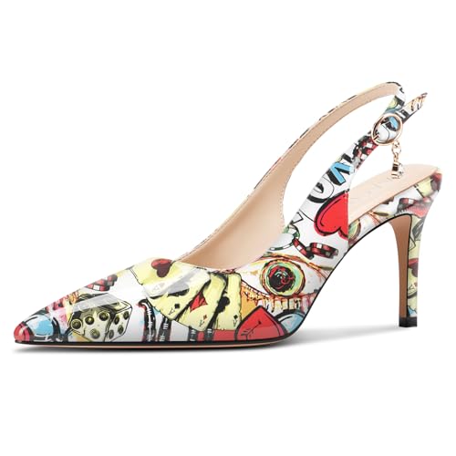 Aachcol Damen Spitze Zehenkappe Slingback Absatz Heel Slip-on Hoher High Absatz Heel Pumps Party Dress Schuhe 8 cm Heels Poker-Muster 41 EU Aachcol Damen Spitze Zehenkappe Slingback Absatz Heel Slip-on Hoher High Absatz Heel Pumps Party Dress Schuhe 8 cm Heels Poker-Muster 41 EU von Aachcol