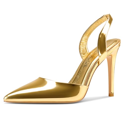 Aachcol Damen Spitze Zehenkappe Slingback Stiletto Hoher High Absatz Heel Pumps Slip-on Two-Piece Party Dress Schuhe 10 cm Heels Gold 38 EU Aachcol Damen Spitze Zehenkappe Slingback Stiletto Hoher High Absatz Heel Pumps Slip-on Two-Piece Party Dress Schuhe 10 cm Heels Gold 38 EU von Aachcol