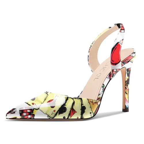 Aachcol Damen Spitze Zehenkappe Slingback Stiletto Hoher High Absatz Heel Pumps Slip-on Two-Piece Party Dress Schuhe 10 cm Heels Poker-Muster 41 EU Aachcol Damen Spitze Zehenkappe Slingback Stiletto Hoher High Absatz Heel Pumps Slip-on Two-Piece Party Dress Schuhe 10 cm Heels Poker-Muster 41 EU von Aachcol