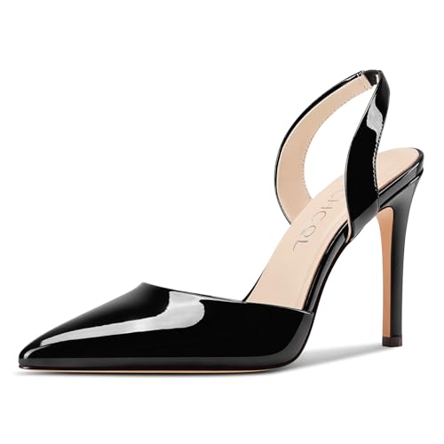 Aachcol Damen Spitze Zehenkappe Slingback Stiletto Hoher High Absatz Heel Pumps Slip-on Two-Piece Party Dress Schuhe 10 cm Heels Schwarz 38 EU von Aachcol