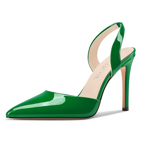 Aachcol Damen Spitze Zehenkappe Slingback Stiletto Hoher High Absatz Heel Pumps Slip-on Two-Piece Party Dress Schuhe 10 cm Heels Smaragdgrün 38 EU von Aachcol
