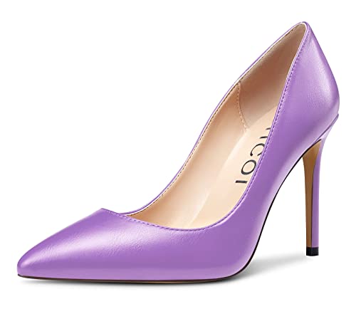 Aachcol Damen Stiletto Pumps Hoher High Absatz Heel Geschlossene Spitze Zehenkappe Slip-on Dress Schuhe Büroschuhe Klassisch 10 cm Violett Matt 39 EU von Aachcol