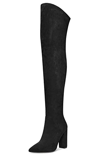 Aachcol Damen Überknie Stiefel Chunky Blockabsatz Hoher High Absatz Heel Spitze Zehenkappe Reißverschluss 10 CM Schwarz Wildleder 40 EU Aachcol Damen Überknie Stiefel Chunky Blockabsatz Hoher High Absatz Heel Spitze Zehenkappe Reißverschluss 10 CM Schwarz Wildleder 40 EU von Aachcol