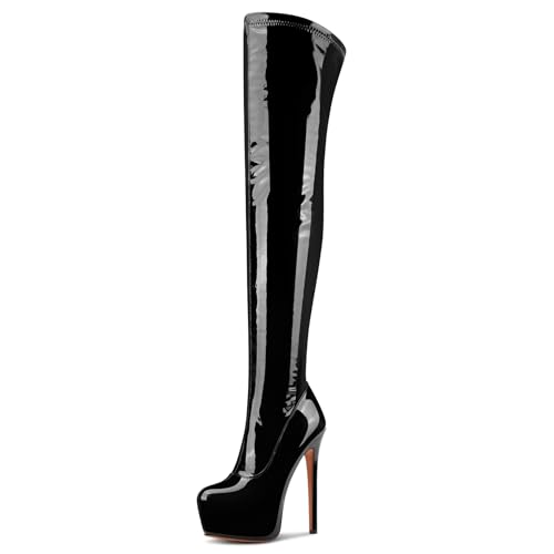 Aachcol Überknie Stiletto Stiefel Plateau Plattform Oberschenkelhohe Stiefel Runde Zehenkappe Reißverschluss Sexy Hoher High Absatz Heel Stiefel Schwarz 41 EU Aachcol Überknie Stiletto Stiefel Plateau Plattform Oberschenkelhohe Stiefel Runde Zehenkappe Reißverschluss Sexy Hoher High Absatz Heel Stiefel Schwarz 41 EU von Aachcol