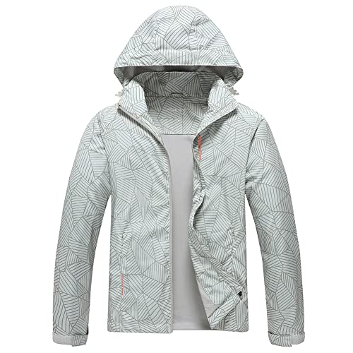 Aagetenar Damen Outdoor Wasserdichte Regenjacke Softshell Regenmantel mit Kapuze Leicht Windbreaker für Wandern, Cremeweiß, M von Aagetenar