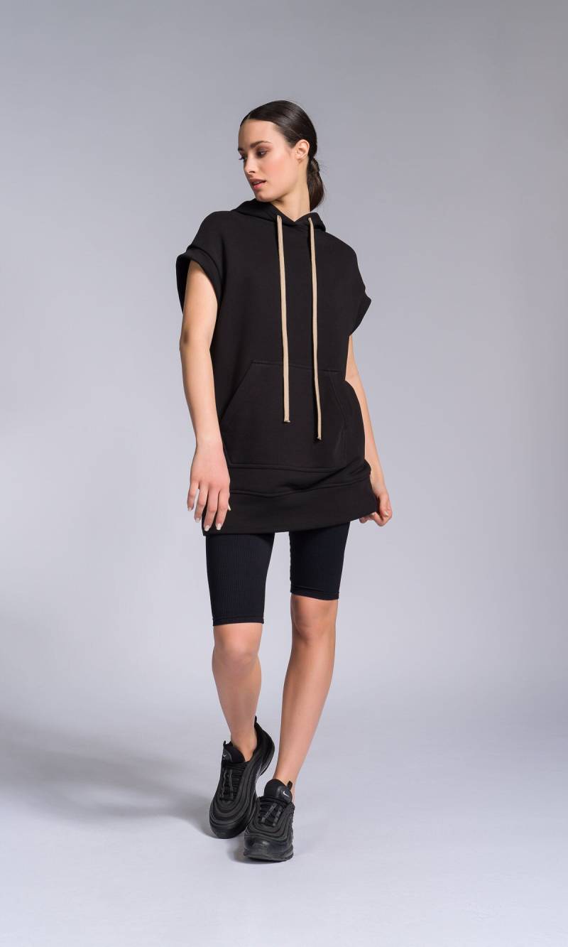 Ärmelloser Hoodie Mit Fallender Schulter, Baumwoll-Tunika Kapuze A92244 von Aakasha