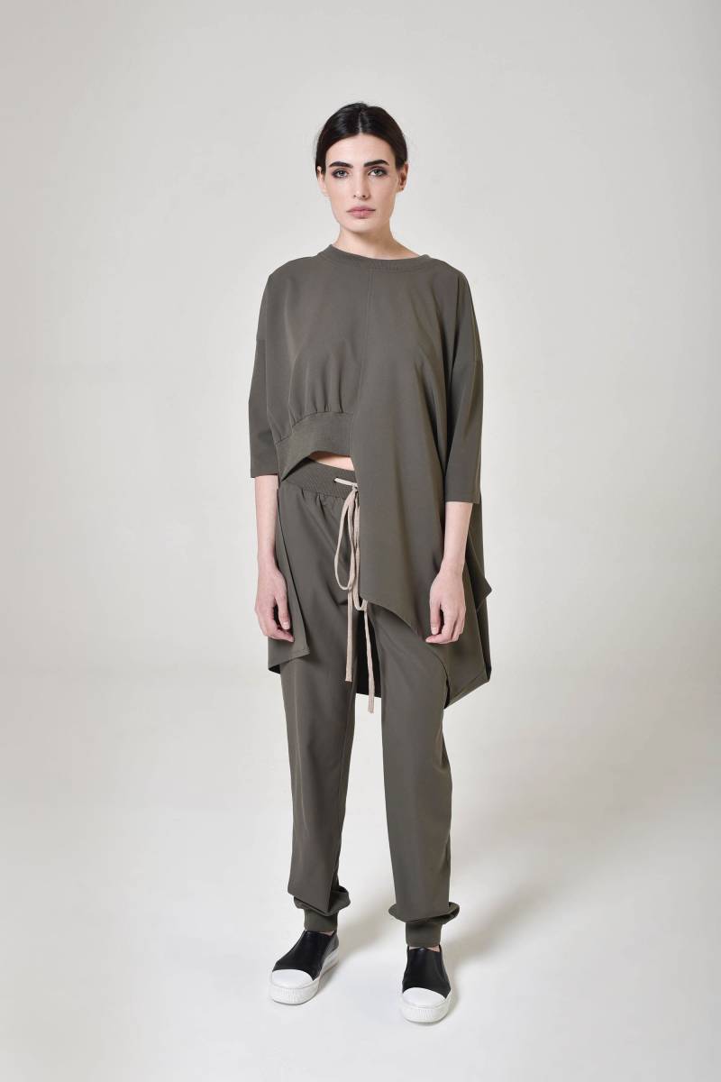 Damen Tunika Asymmetrisch Geschnittene Bluse A02825 von Aakasha