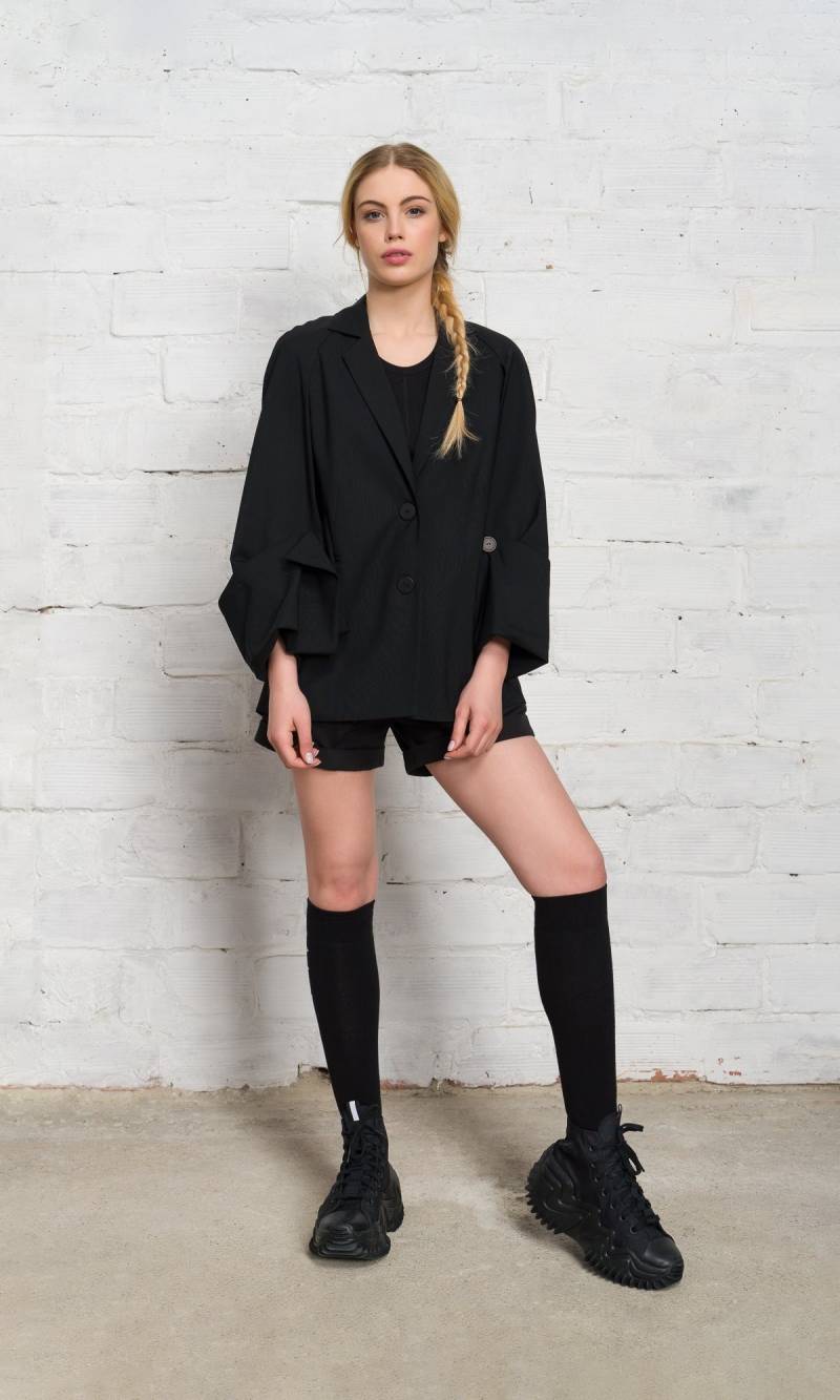 Blazer Mit Offenem Rücken, Cut-Out-Ärmeln A90591 von Aakasha