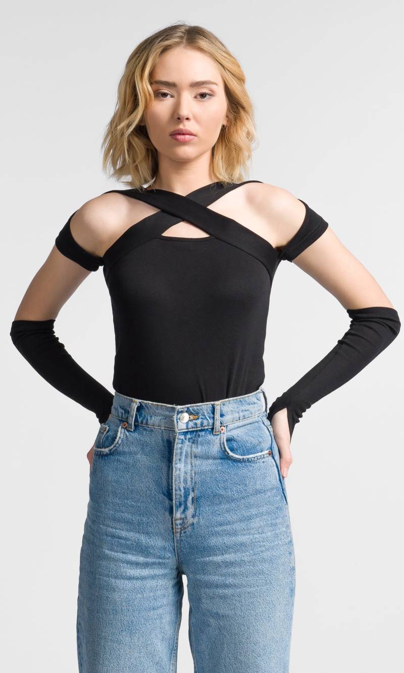Cross Neck Top Mit Handschuhen von Aakasha