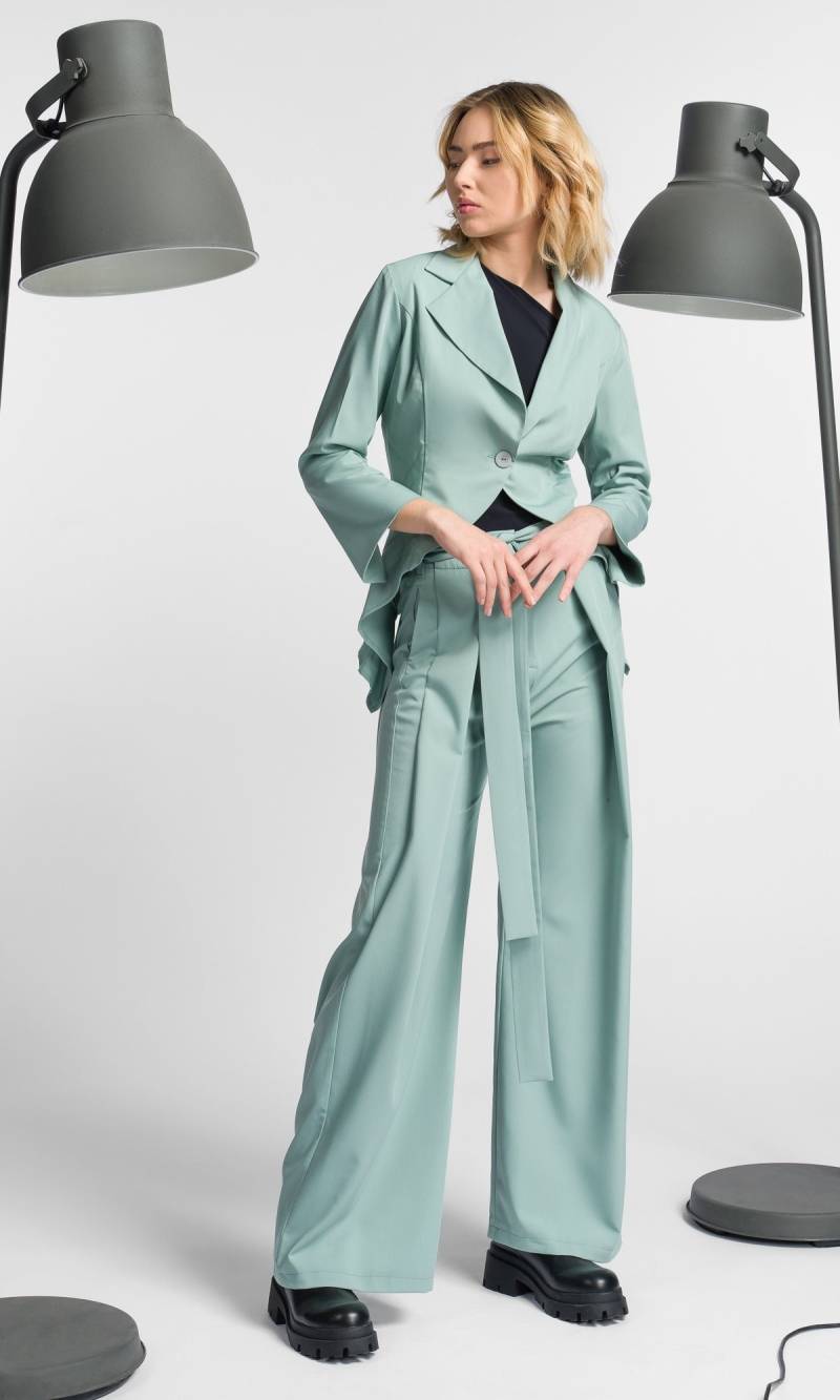 Einknopf-Blazer & Hosenanzug Mit Gefaltetem Bein A92118 von Aakasha