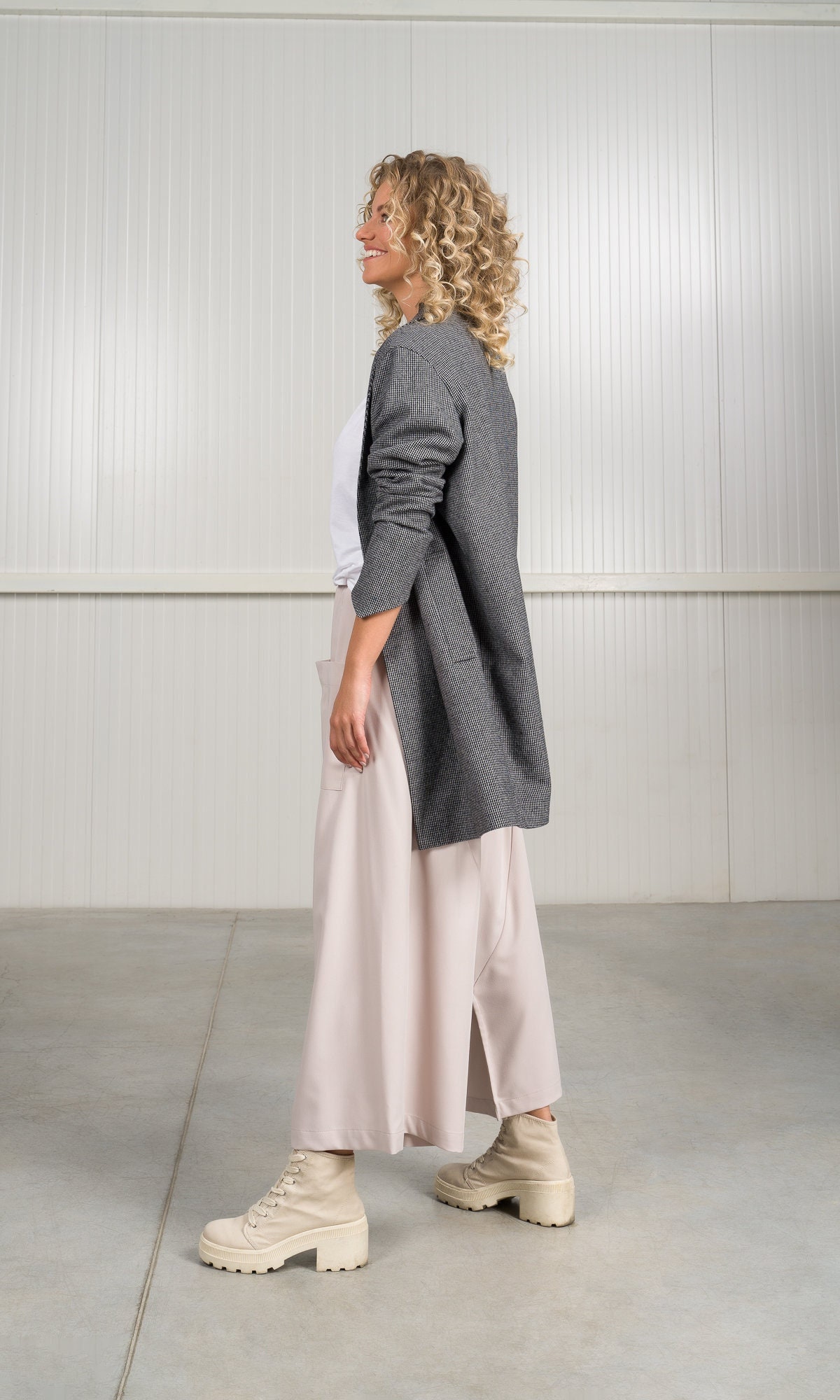 Hahnentritt Cocoon Mantel A92194 von Aakasha