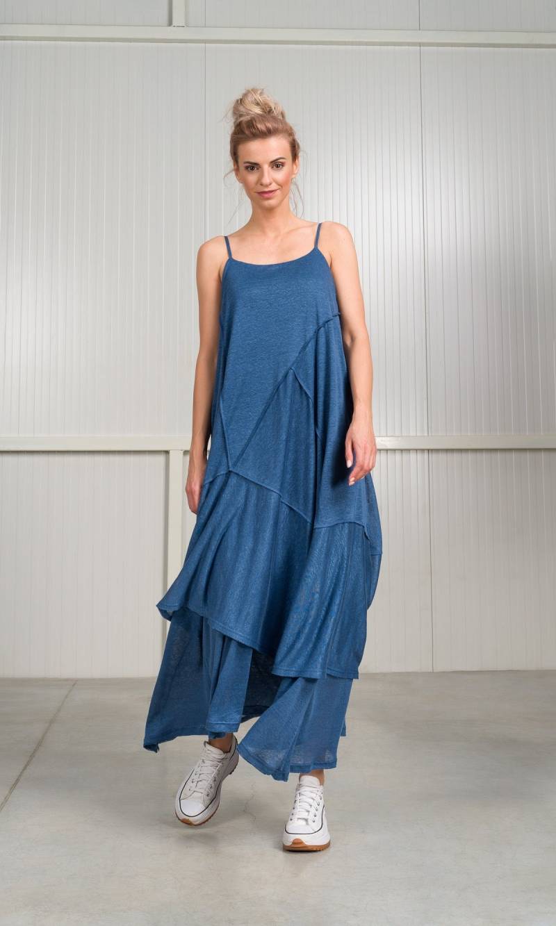 Leinen Strickkleid Drapieren, Knöchellänge, Sommer Boho Stil von Aakasha