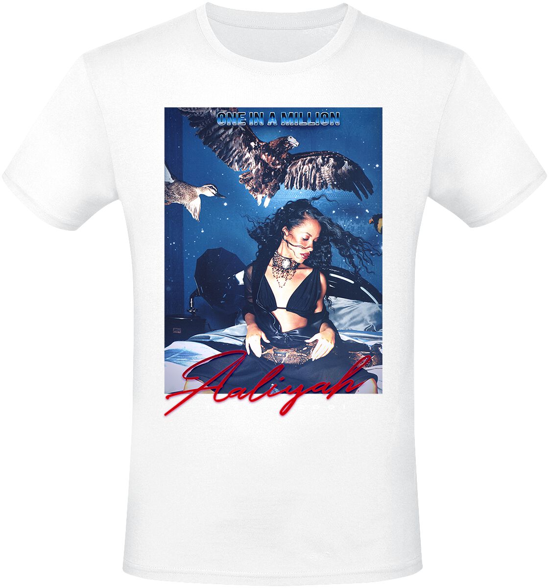 Aaliyah T-Shirt - One In A Million - S bis 3XL - für Männer - Größe M - weiß  - Lizenziertes Merchandise! von Aaliyah