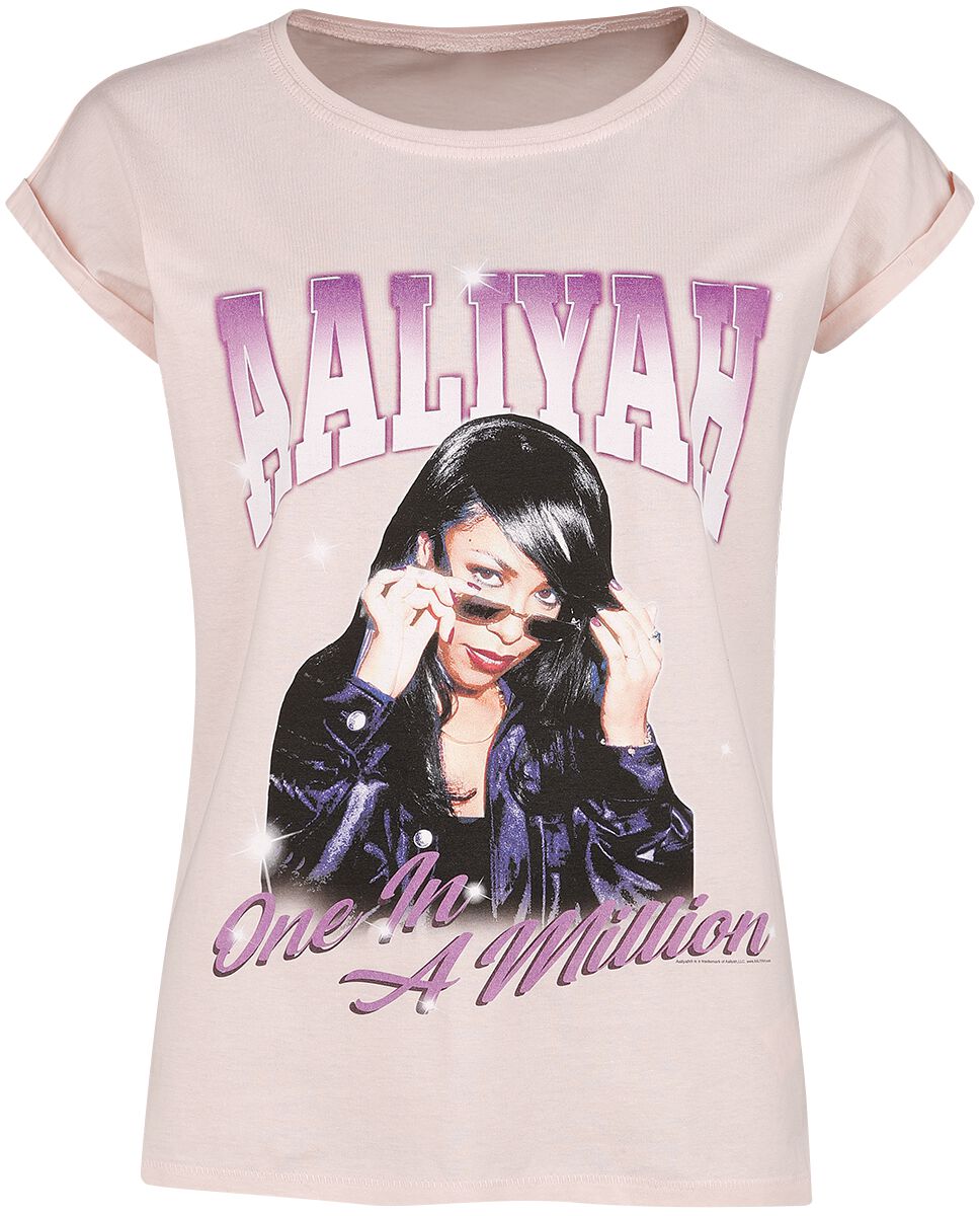 Aaliyah T-Shirt - One In A Million - S bis XXL - für Damen - Größe L - rosa  - Lizenziertes Merchandise! von Aaliyah