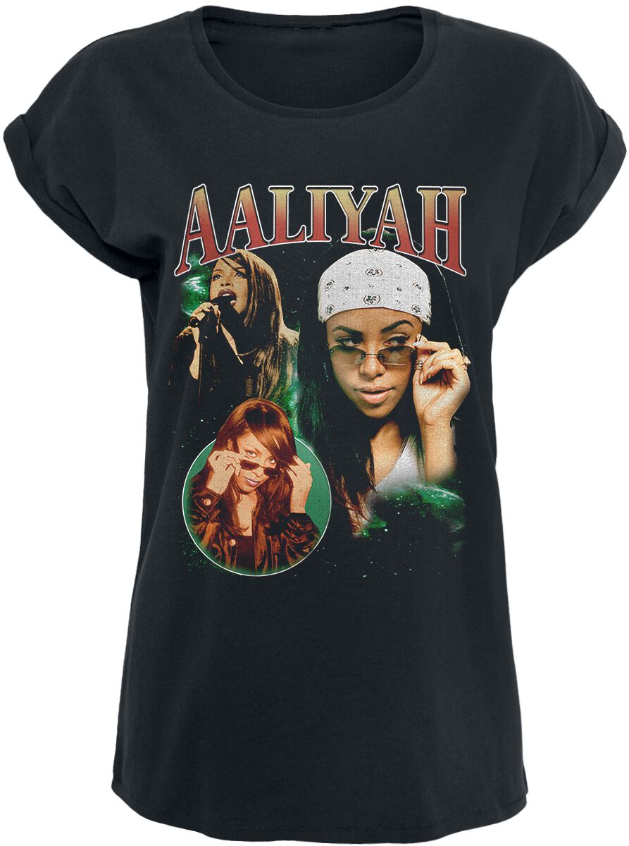 Aaliyah T-Shirt - Pic Collage - S bis XXL - für Damen - Größe L - schwarz  - Lizenziertes Merchandise! von Aaliyah