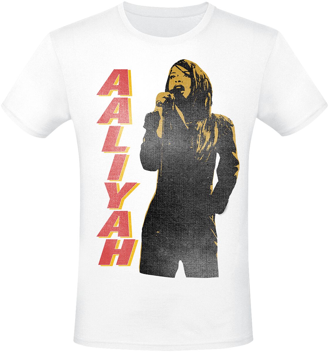 Aaliyah T-Shirt - Singing - S bis 3XL - für Männer - Größe L - weiß  - Lizenziertes Merchandise! von Aaliyah