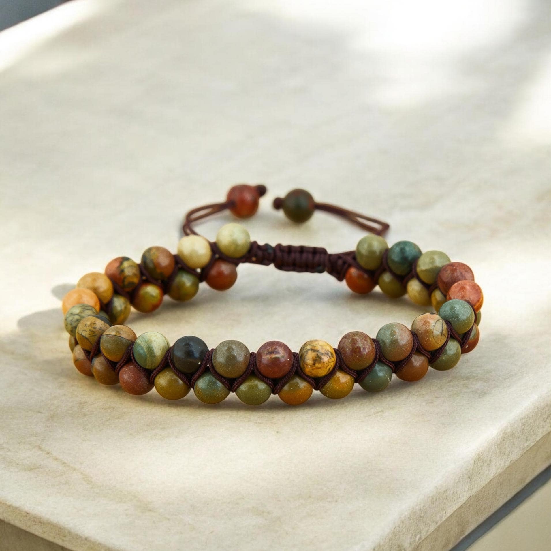 Verstellbares Geflochtenes Picasso Jaspis Perlen Armband - Einzigartiger Edelstein Schmuck Für Männer & Frauen Boho Accessoire Geschenk Verstellbares Geflochtenes Picasso Jaspis Perlen Armband - Einzigartiger Edelstein Schmuck Für Männer & Frauen Boho Accessoire Geschenk von AandMByNiki